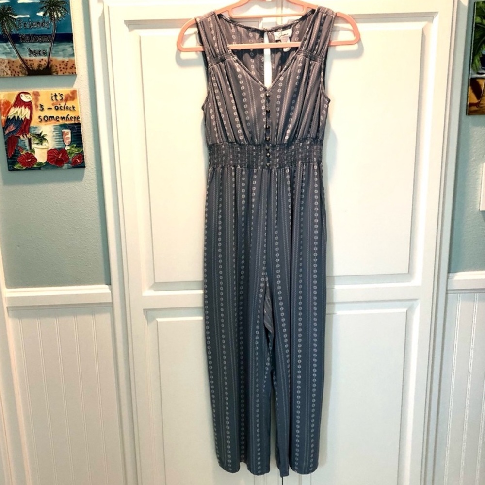 Japna Grey Sleeveless Boho Pattern Jumpsuit